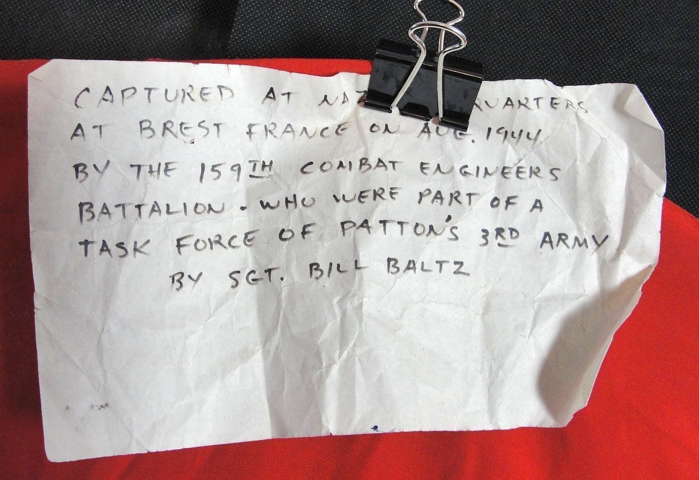 NSDAP Banner Captured at Brest with Vet's Name and Unit