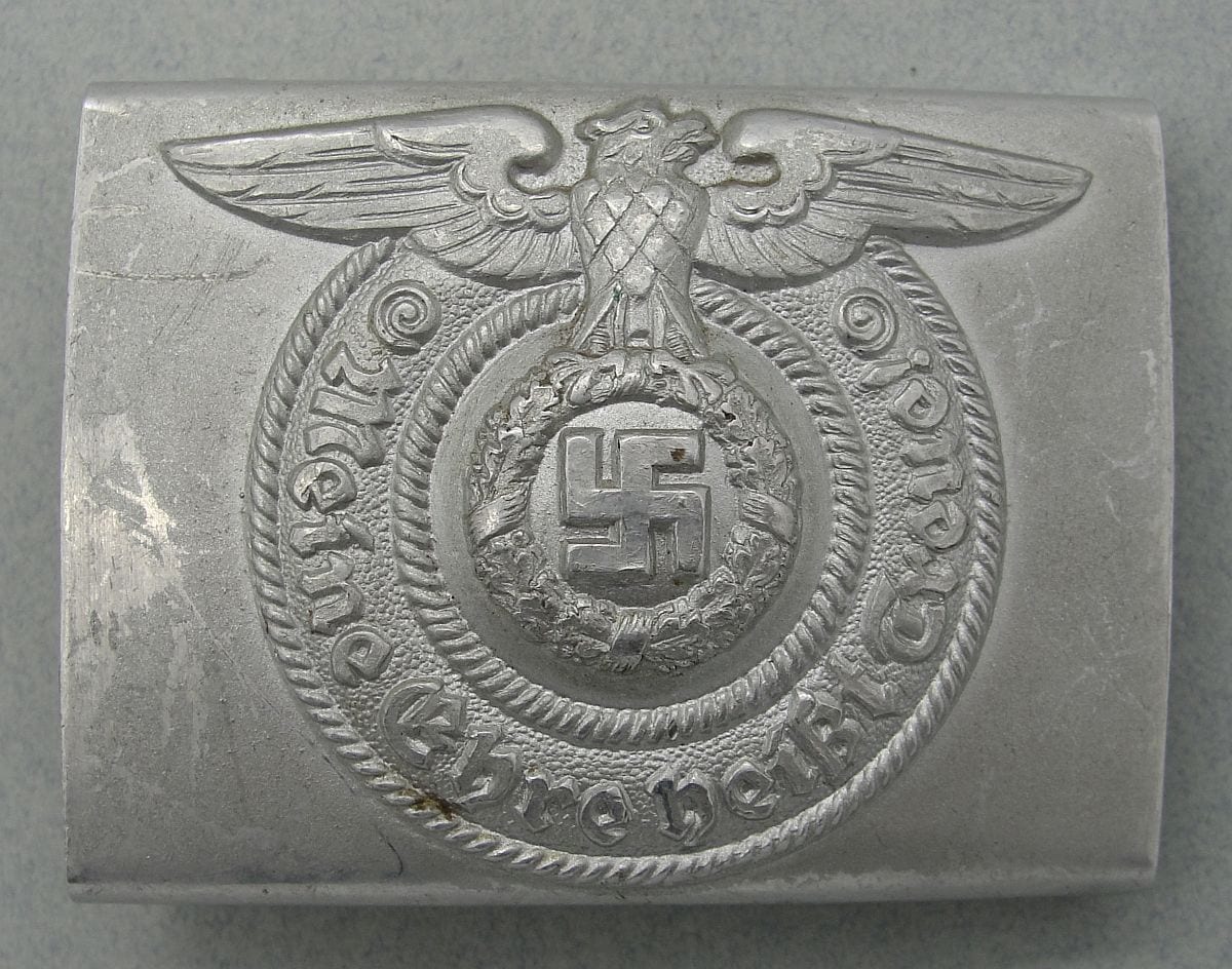 SS EM/NCO'S Belt Buckle by "RZM 822/37 SS", w RZM Marked Belt Excellent!