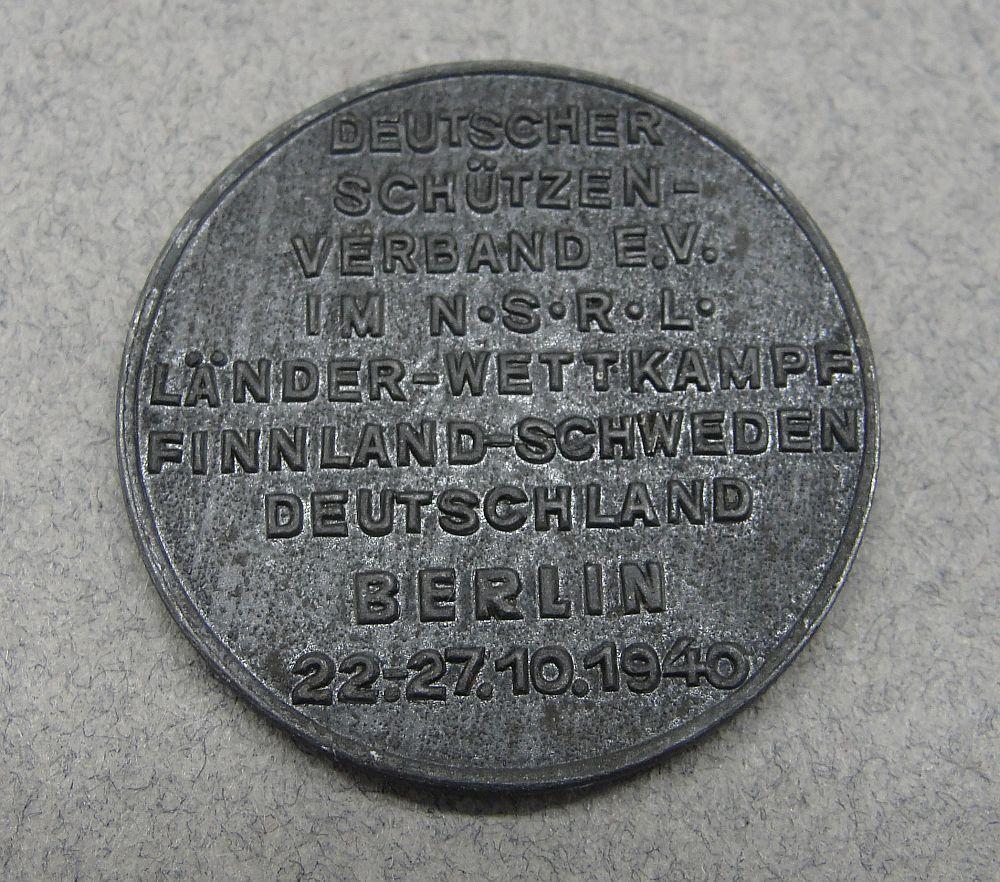 1940 NSRL Finland Sweden Germany Shooting Competition Medal