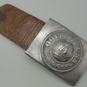 World War One German Army EM/NCO's Belt Buckle with Leather Tab