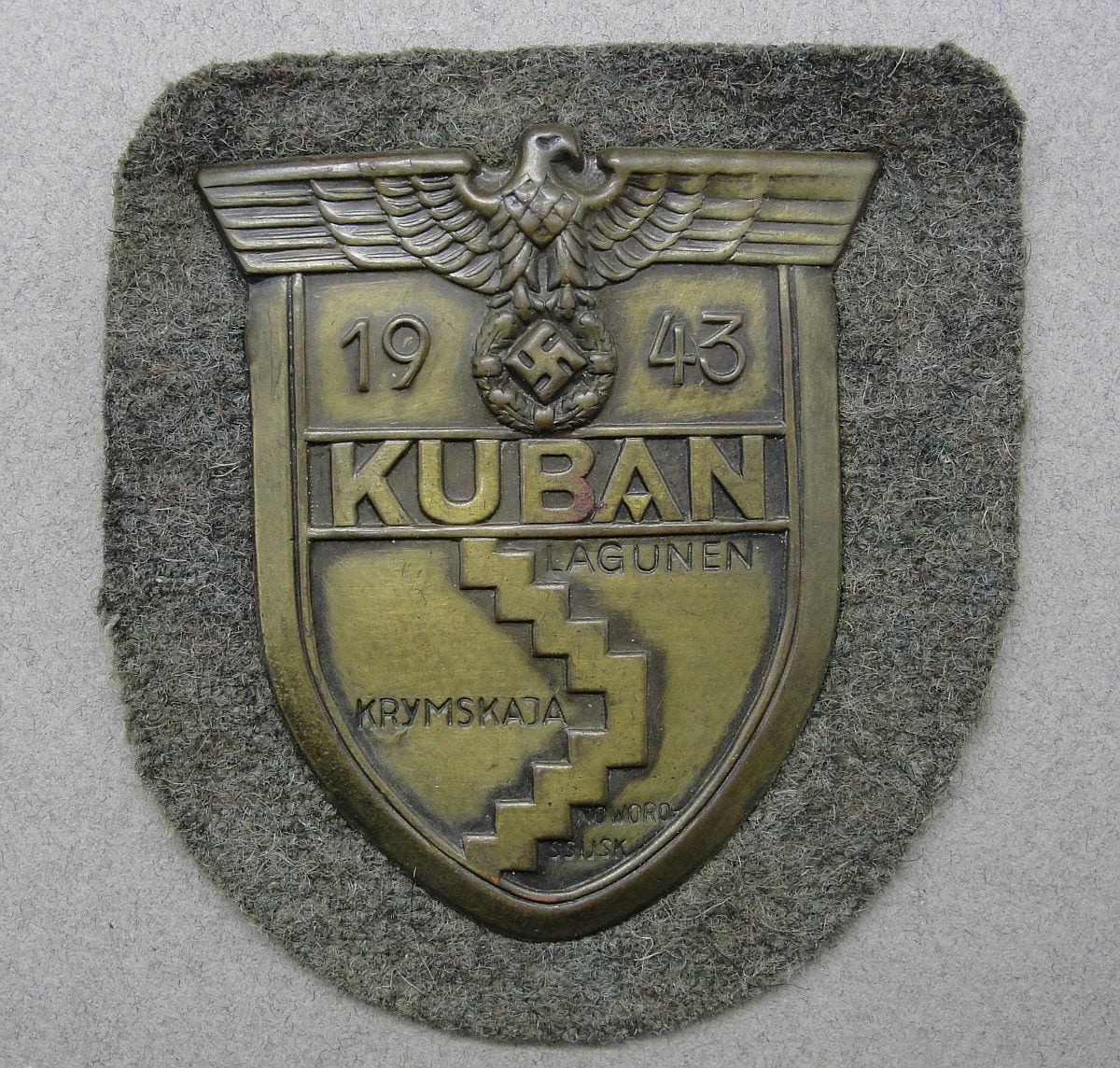 KUBAN Shield on Army/Waffen-SS Backing