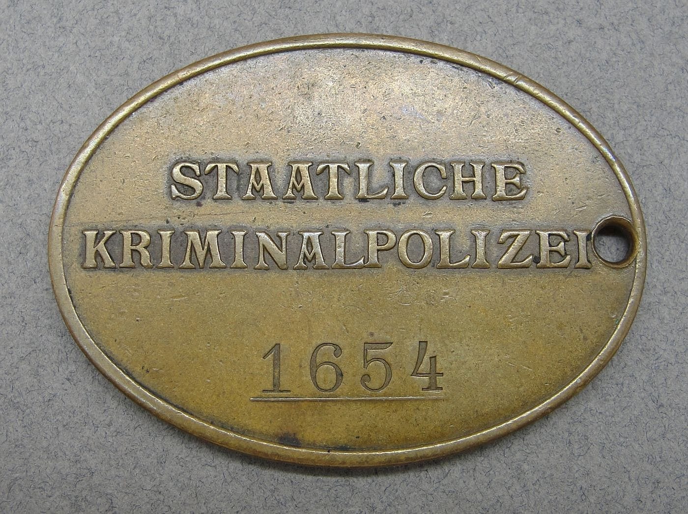 State Criminal Police (Staatliche Kriminalpolizei) KRIPO ID Disc